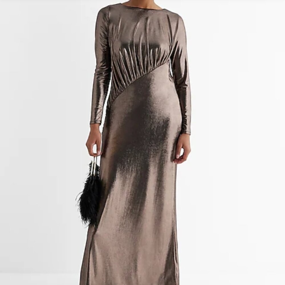 Metallic Boat Neck Maxi